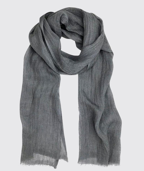  steel grey gauze linen scarf