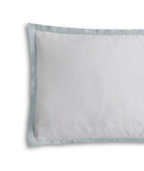White Linen Pillowcase with Duck Egg Border (217423052810)