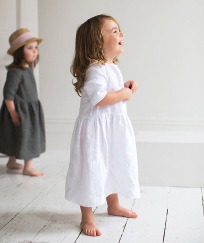  White Linen Girl's Dress - The Linen Works (217411387402)
