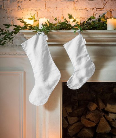  Dove Grey Linen Christmas Stockings - The Linen Works (263232815114)