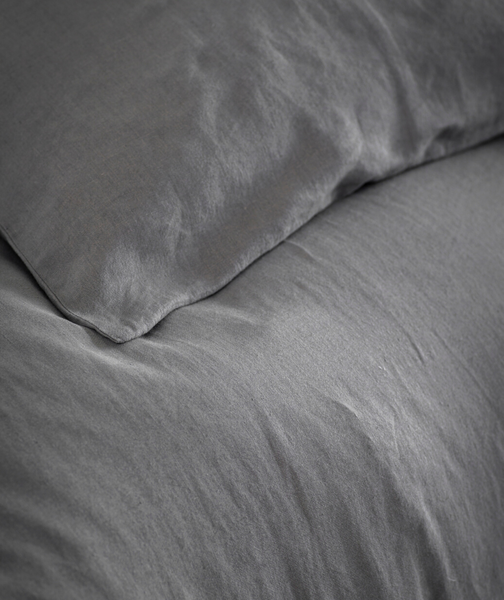 Lens Charcoal Linen Duvet Cover - The Linen Works (217326256138)