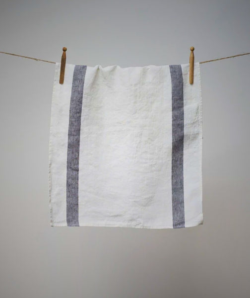  Charcoal Stripe Linen Tea Towel - The Linen Works (217483444234)