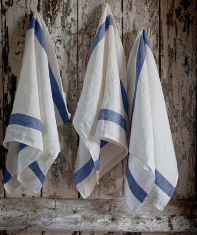  Navy Stripe Linen Tea Towel - The Linen Works (217506578442)