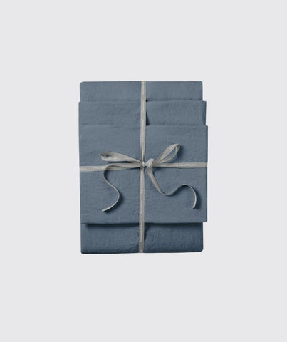  Parisian Blue Linen Fitted Sheet - The Linen Works (217791332362)