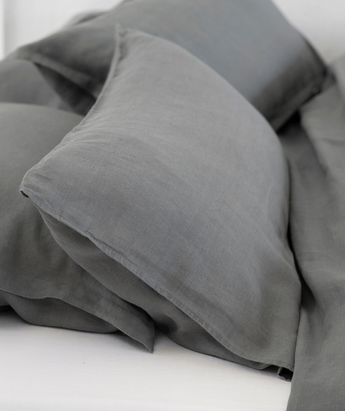 Lens Charcoal Linen Pillowcase - The Linen Works (217384747018)