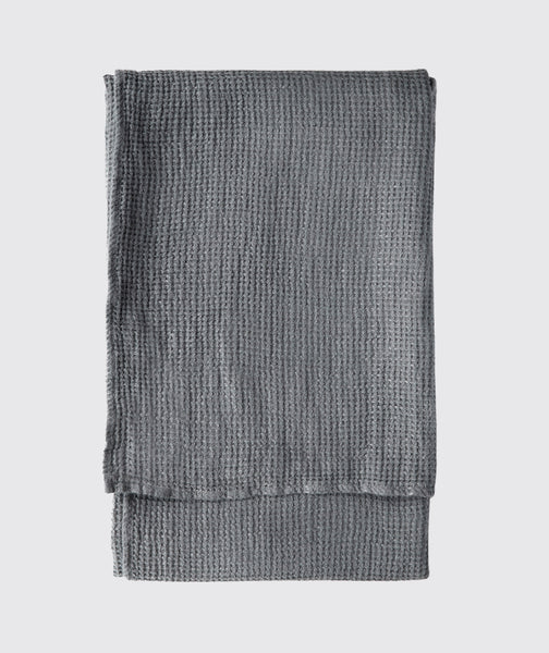  Charcoal Linen Waffle Bath Towel - The Linen Works (217861488650)