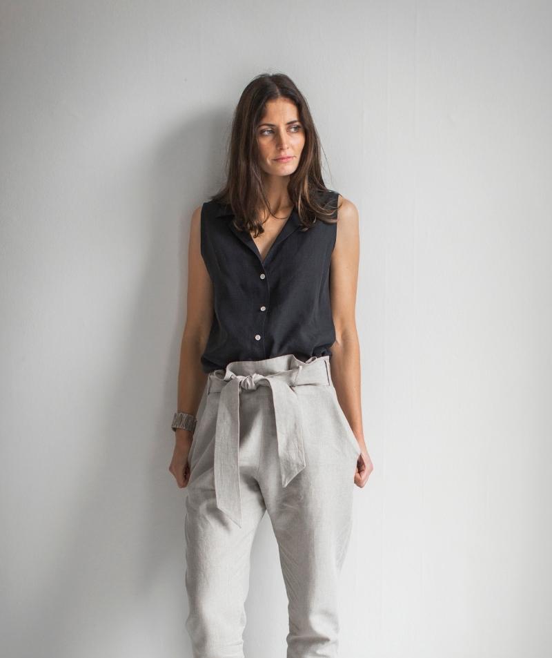 Flax Linen Belted Trousers