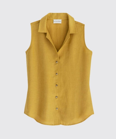  Mustard Linen Sleeveless Shirt - The Linen Works (217355550730)