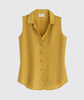 product| Mustard Linen Sleeveless Shirt - The Linen Works (217355550730)