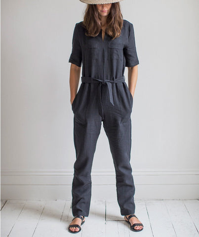  Black Linen Jumpsuit - The Linen Works (4463964946509)