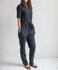 Black Linen Jumpsuit - The Linen Works (4463964946509)