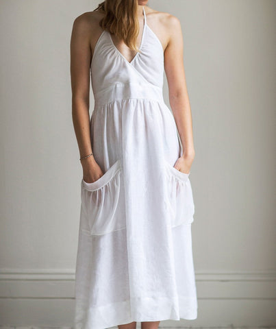  Linen Silk Pocket Dress  (4463952986189)