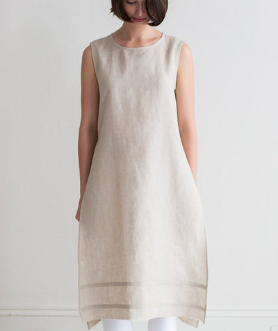 Oatmeal Sleeveless Linen Tunic | The Linen Works (London)