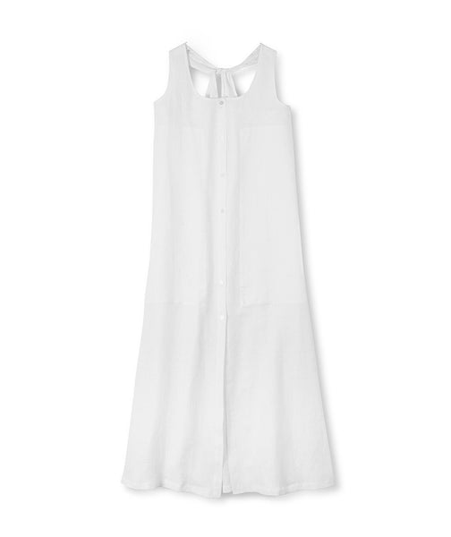  White Linen Twist Back Dress - The Linen Works (248042913802)