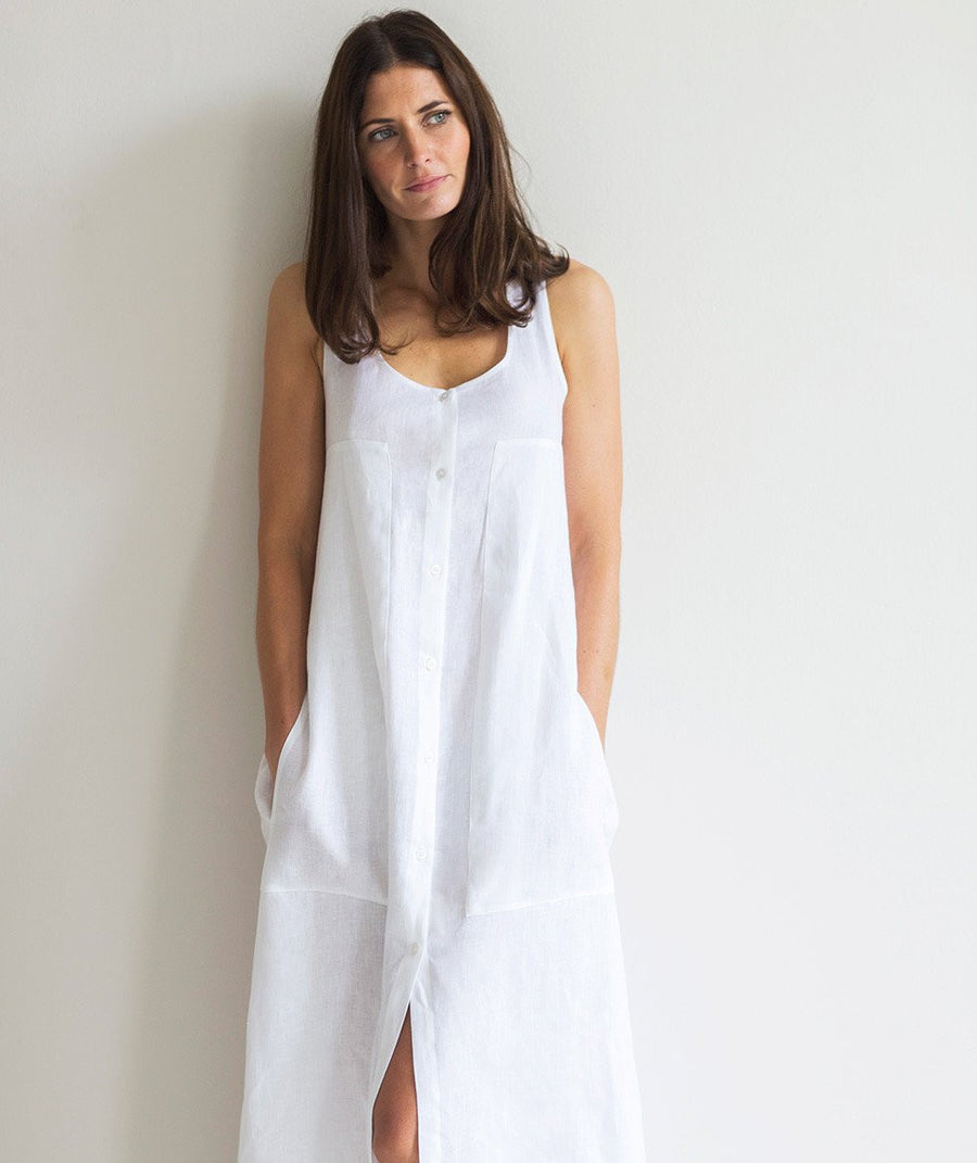 Maxi white linen clearance dress