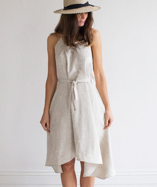 Oatmeal Linen Wrap Dress - The Linen Works (4463707816013)