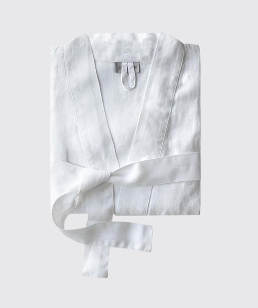  white linen bathrobe