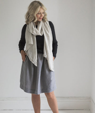  Charcoal Linen Skirt - The Linen Works (217242927114)