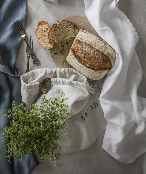 Dove Grey Linen Bread Bag - The Linen Works (217744736266)
