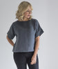Anthracite Linen Short Sleeve Top - The Linen Works (217281265674)