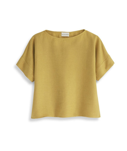 Mustard Linen Short Sleeve Top - The Linen Works (217289031690)