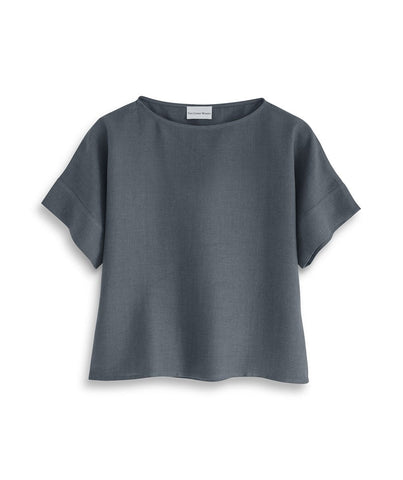  Anthracite Linen Short Sleeve Top - The Linen Works (217281265674)