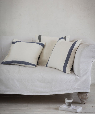  Navy Stripe Linen Cushion Cover Arles Collection - The Linen Works (263284490250)