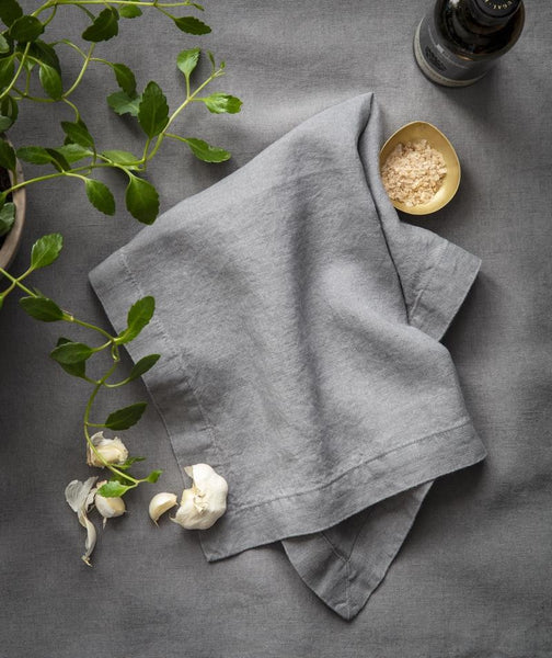  Charcoal Linen Napkin Mitered Hem Collection - The Linen Works (257736966154)