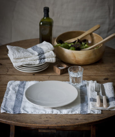  Charcoal Stripe Linen Placemat Arles Collection - The Linen Works (217335595018)